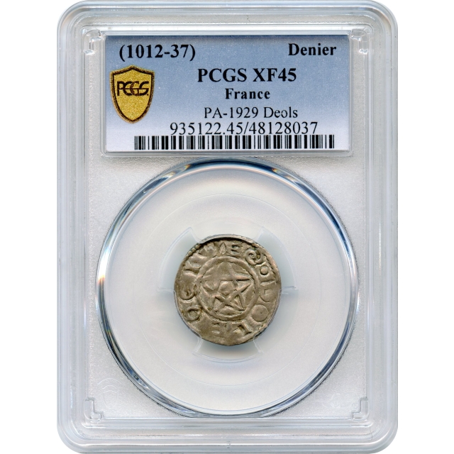 World Silver France - 1012-1037 Denier, Déols PCGS XF45
