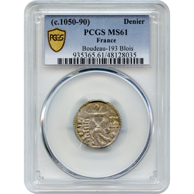 World Silver France - 1050-1090 Denier, Blois PCGS MS61
