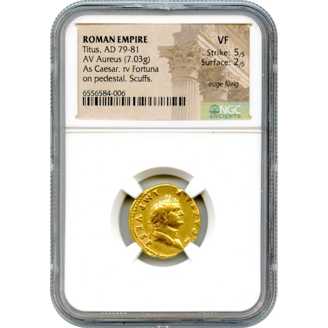 Ancient Rome - 74 CE Titus AV Aureus NGC VF