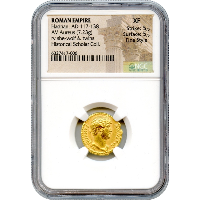 Ancient Rome - AD 117-138 Hadrian AV Aureus NGC XF in Fine Style 