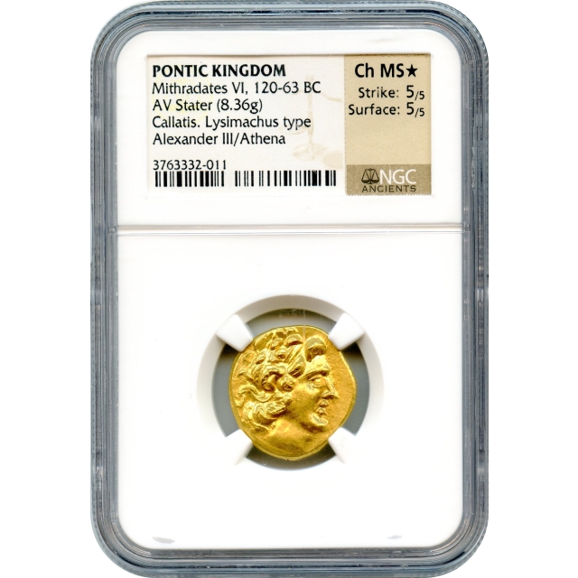 Ancient Greece - 120-63 BC Pontic Kingdom, Mithradates VI AV Stater NGC Choice MS★