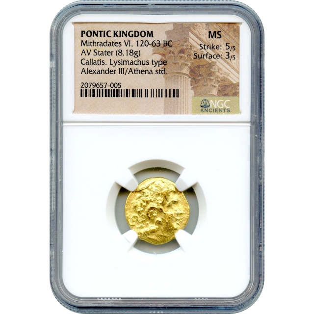 Ancient Persia - 120-63 BC Pontic Kingdom, Mithradates VI AV Callatis Stater NGC MS