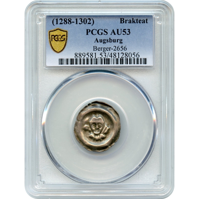 World Silver German - 1288-1302 Augsburg Brakteat PCGS AU53
