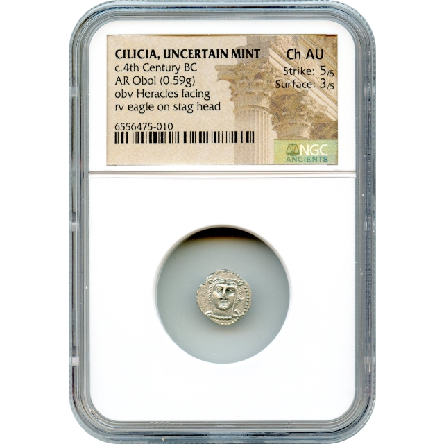 Ancient Archaic Period - 400-301 BCE Cilicia, Uncertain Mint AR Obol NGC Choice AU