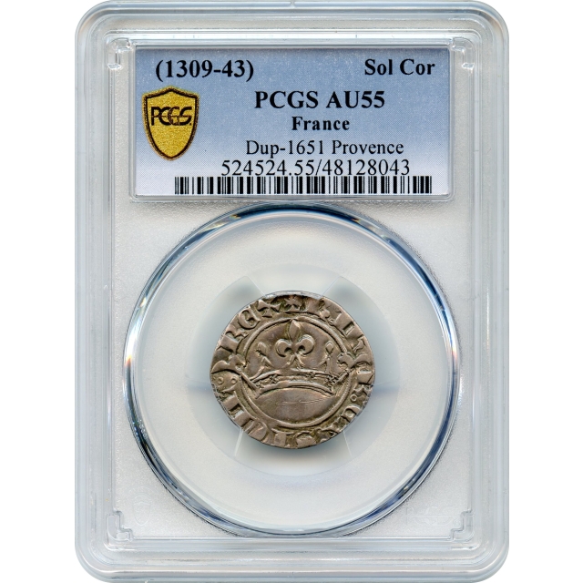 World Silver France - 1309-1343 Sol Coronat PCGS AU55