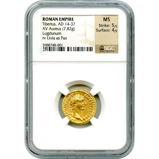 Ancient Rome - 14-37 CE Tiberius AV Aureus NGC MS