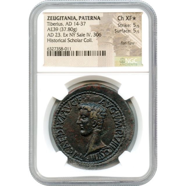 Ancient Rome - 23 CE Tiberius AE39 NGC Choice XF★