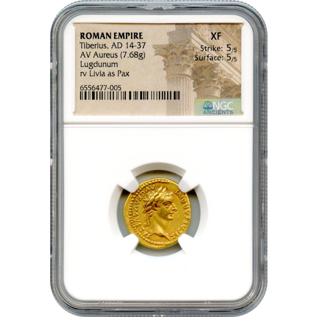 Ancient Rome - 14-37 CE Tiberius AV Aureus NGC XF