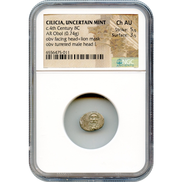 Ancient Archaic Period - 400-301 BCE Cilicia, Uncertain Mint AR Obol NGC Choice AU