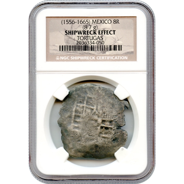 World Silver - 1556-1665 8 Reales Mexico, NGC Shipwreck Effect Ex. Tortugas