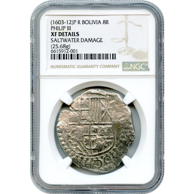 World Silver - 1603-1612 8 Reales Bolivia, NGC XF Details Ex.Nuestra Senora de Atocha