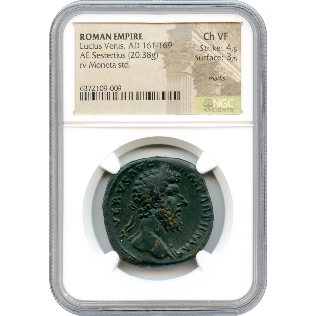 Ancient Rome - AD 161-169 Lucius Verus AE Sestertius NGC Choice VF