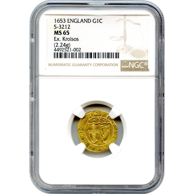 World Gold - 1653 Gold Crown of the Commonwealth, NGC MS65