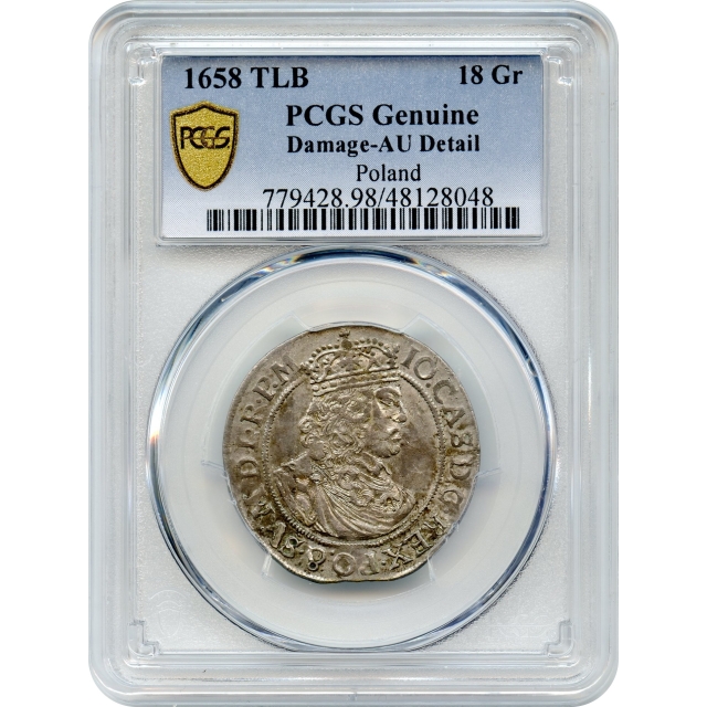 World Silver Poland - 1658 TLB 18 Gr 18 Groszy (Tympf) - 18 Groszy (Tympf) PCGS MS98
