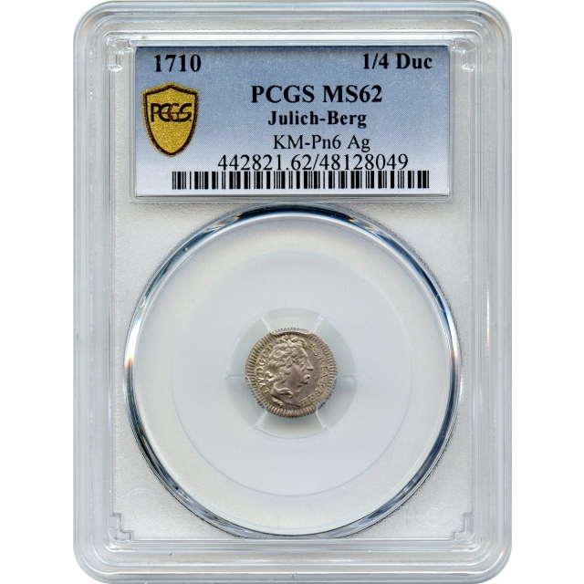 World Silver German States - 1710 1/4 Duc Julich-Berg - PCGS MS62
