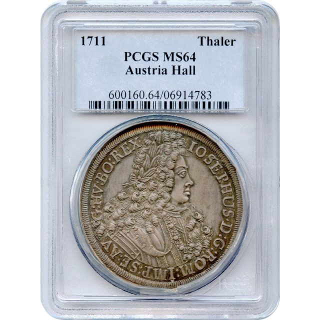 World Silver - 1711 Austria Thaler, Hall Mint PCGS MS64