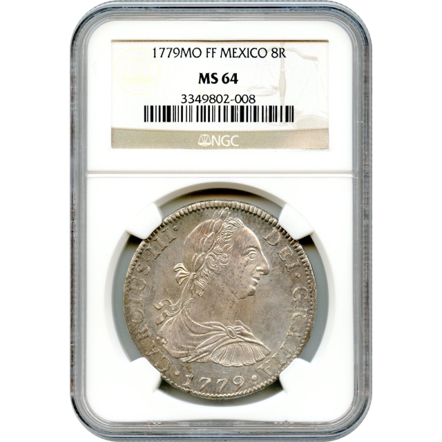 World Silver - 1779MO FF 8 Reales, Mexico NGC MS64