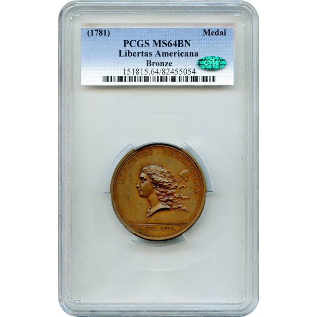 1781 Libertas Americana Bronze Medal PCGS MS64BN (CAC)
