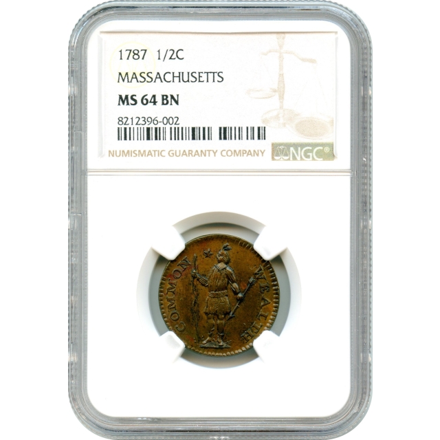 1787 1/2C Massachusetts Colonial NGC MS64BN