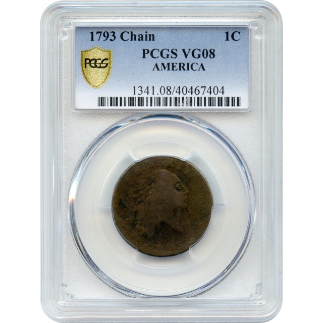 1793 1C Large Cent Chain AMERICA PCGS VG08