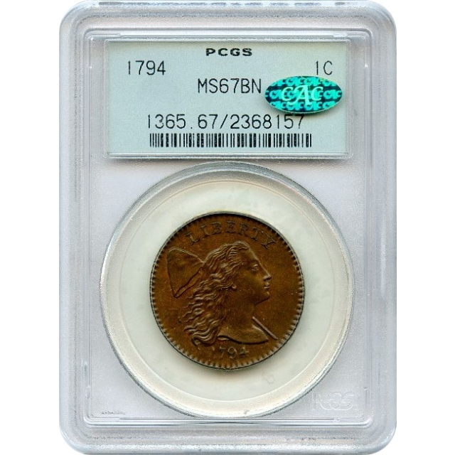 1794 1C Large Cent Head of 1794, S-31 Marred Field PCGS MS67BN (CAC)