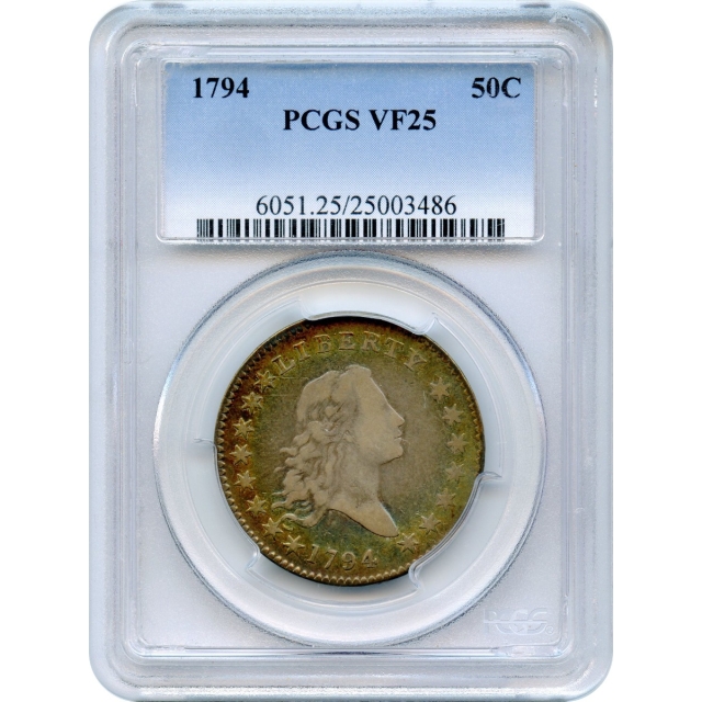 1794 50C Flowing Hair Half Dollar, O-105 PCGS VF25