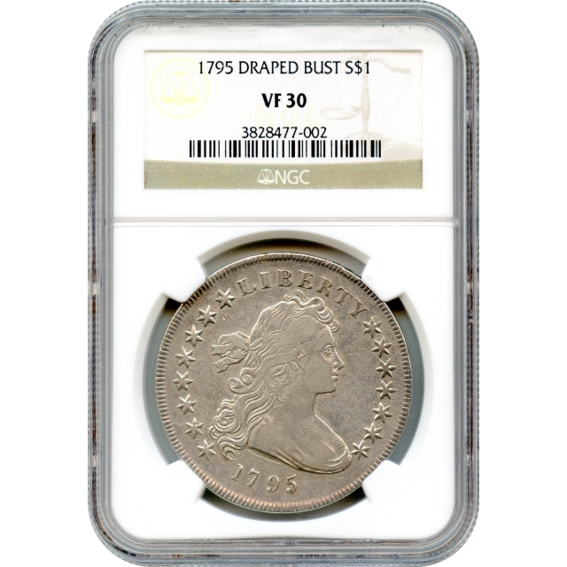 1795 $1 Draped Bust Silver Dollar, Centered Bust BB-52 NGC VF30