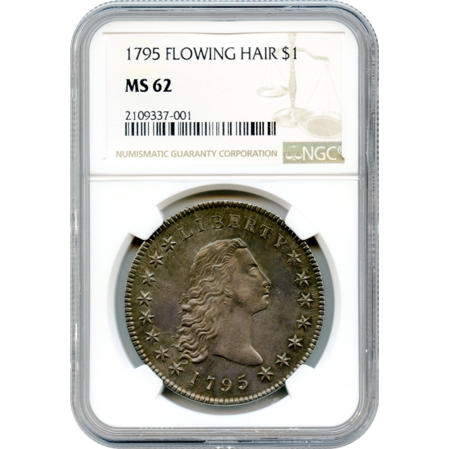 1795 $1 Flowing Hair Silver Dollar NGC MS62 - First U.S. silver dollar issue!