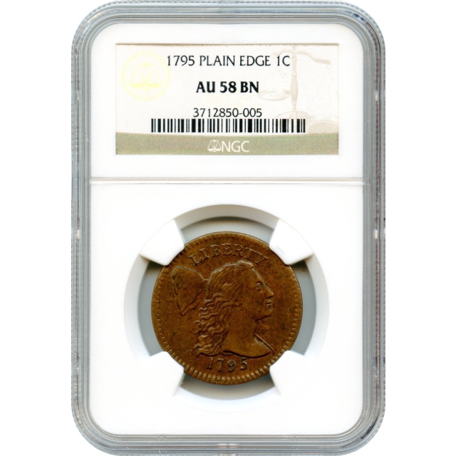 1795 1C Liberty Cap Cent, Plain Edge NGC AU58BN