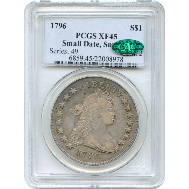 1796 $1 Draped Bust Dollar, BB-66 Small Date Small Letters PCGS XF45 (CAC)