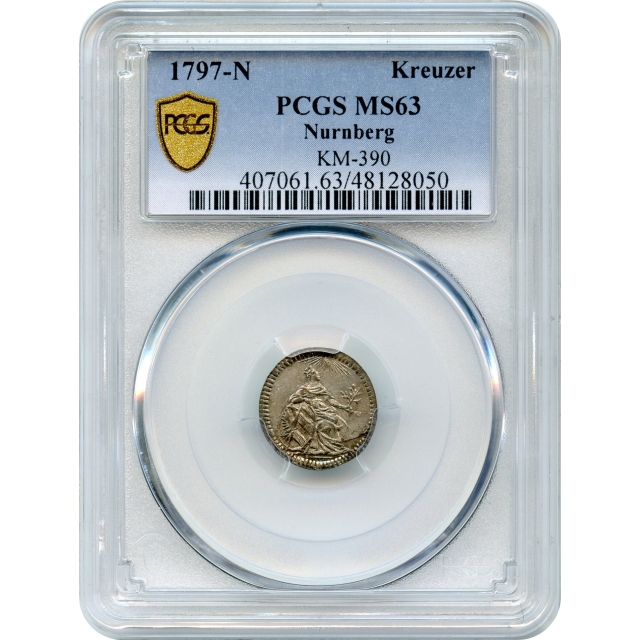 World Silver German States - 1797-N Kreuzer Nurnberg - Nurnberg PCGS MS63