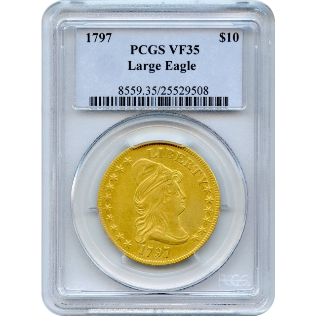 1797 $10 Draped Bust Eagle, Heraldic Eagle BD-2 PCGS VF35