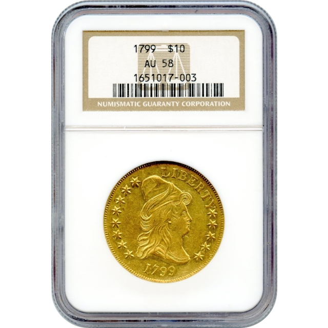 1799 $10 Draped Bust Eagle, BD-7 NGC AU58