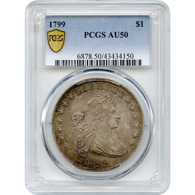 1799 $1 Draped Bust Silver Dollar, BB-157 PCGS AU50