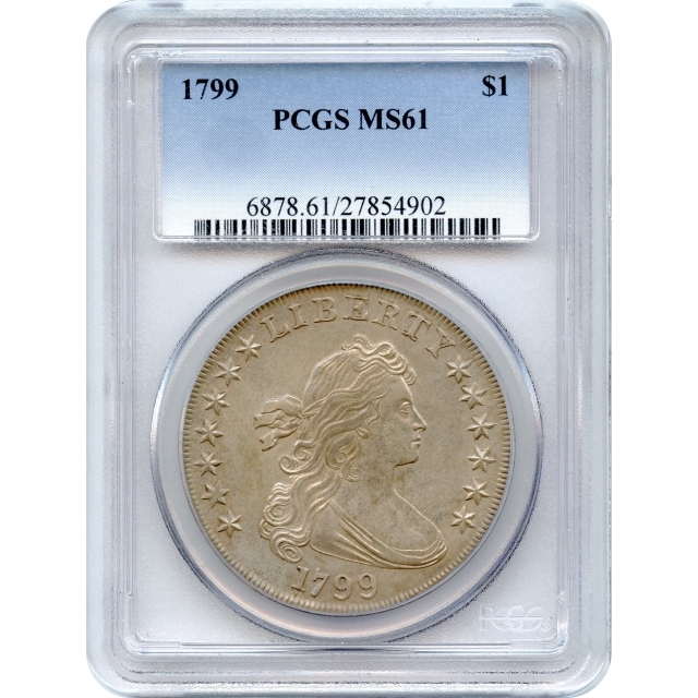 1799 $1 Draped Bust Silver Dollar, BB-166 PCGS MS61