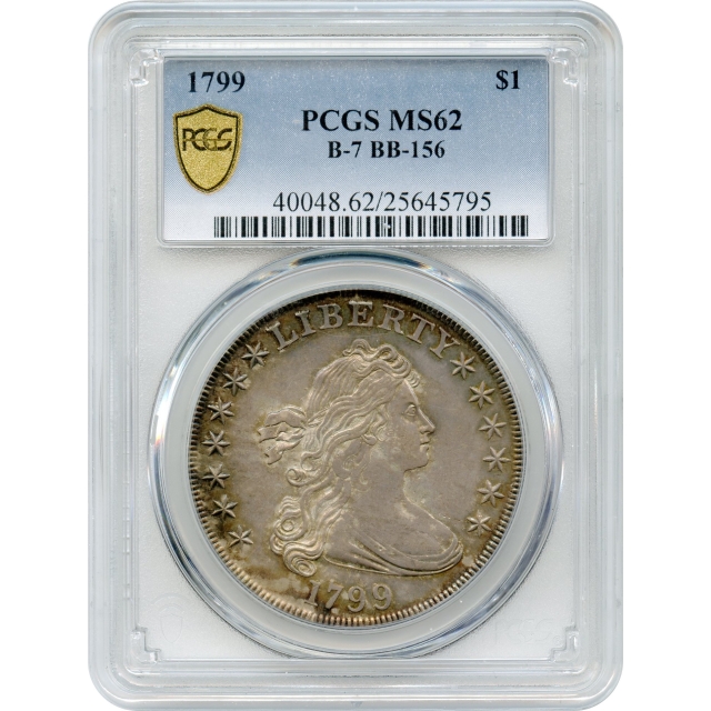 1799 $1 Draped Bust Silver Dollar, BB-156 PCGS MS62