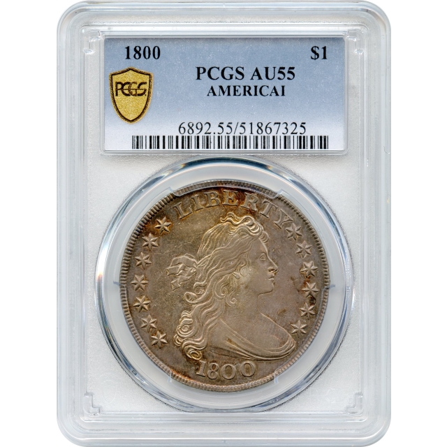 1800 $1 Draped Bust Silver Dollar, AMERICAI PCGS AU55