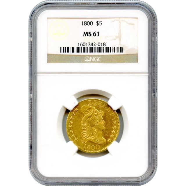 1800 $5 Draped Bust Heraldic Eagle, BD-4 NGC MS61