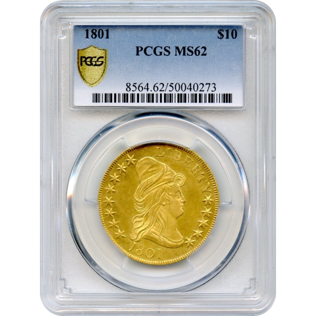 1801 $10 Draped Bust, Heraldic Eagle PCGS MS62 - Iconic Numismatic Classic