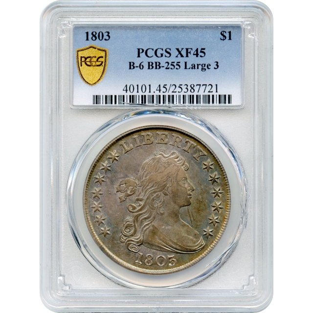 1803 $1 Draped Bust Silver Dollar, Large 3 PCGS XF45