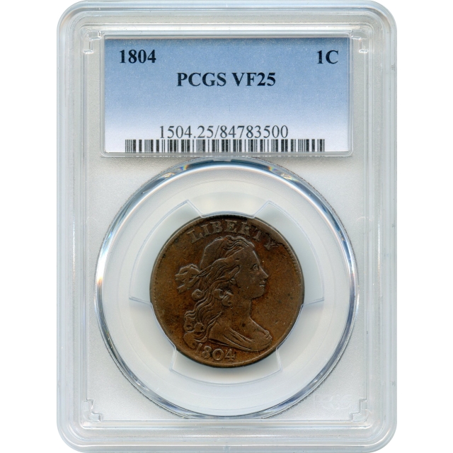1804 1C Draped Bust Large Cent, S-266c PCGS VF25