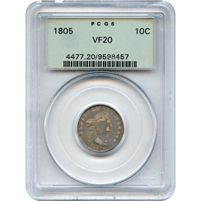 1805 10C Draped Bust Dime, 4 Berries PCGS VF20