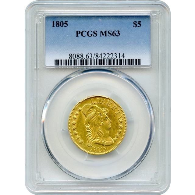 1805 $5 Draped Bust Half Eagle PCGS MS63