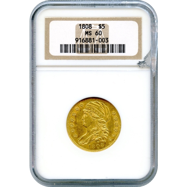1808 $5 Capped Bust Half Eagle NGC MS60
