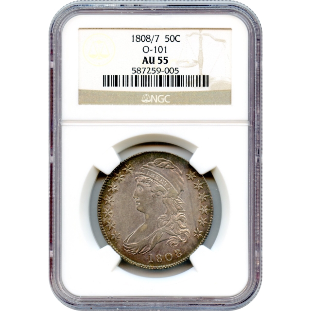 1808/7 50C Capped Bust Half Dollar, O-101 NGC AU55