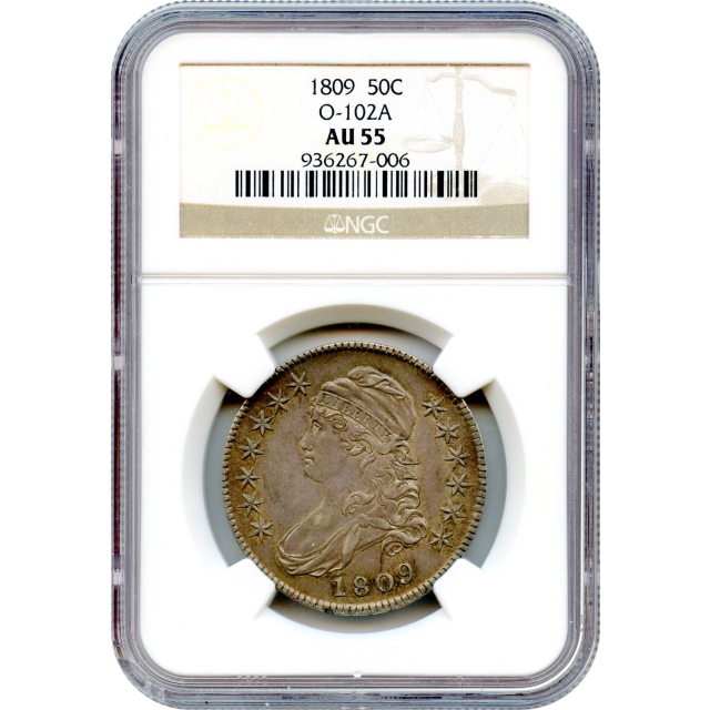 1809 50C Capped Bust Half Dollar, O-102a NGC AU55