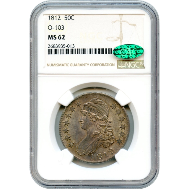 1812 50C Capped Bust Half Dollar, O-103 NGC MS62 (CAC)