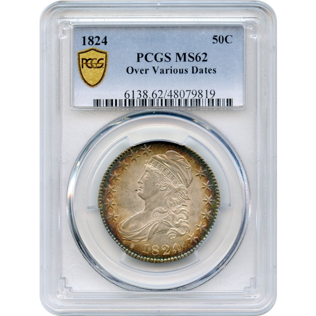 1824 50C Capped Bust Half Dollar, Over Various Dates PCGS MS62