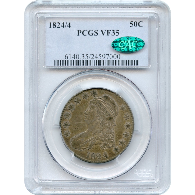1824/4 50C Capped Bust Half Dollar PCGS VF35 (CAC)