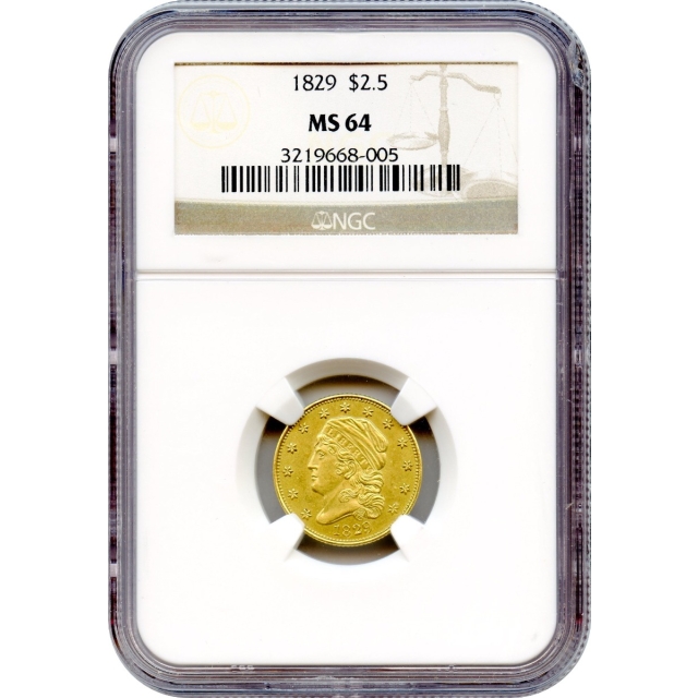 1829 $2.50 Capped Bust Quarter Eagle NGC MS64
